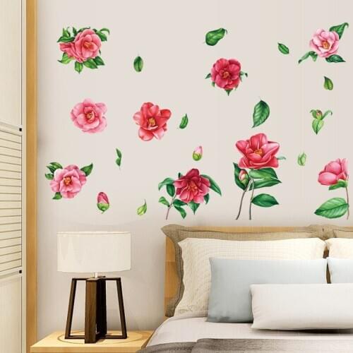 Modern Rose Wall Stickers Flowers Bedroom Living Room Corridor Porch Backdrop Wall Decoration Bathroom Glass Waterproof Decals