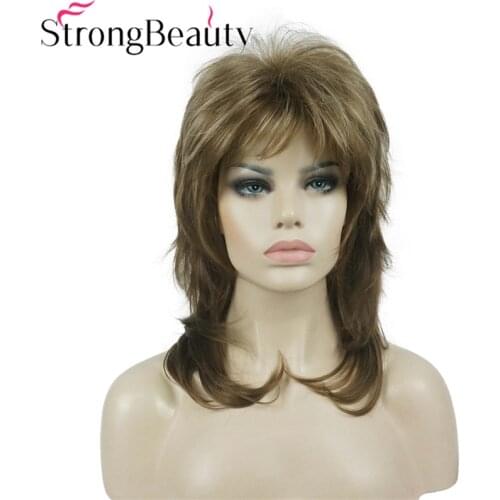 StrongBeauty Medium Long Wig Wavy Hair Natural Synthetic Capless Wigs For Women 10 Colors