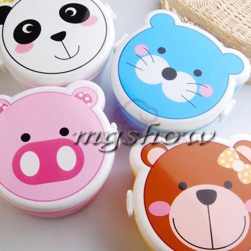 High Heat Resistant Cartoon Fashion Double Layer Plastic Bento Lunch Box w Spoon[200324]