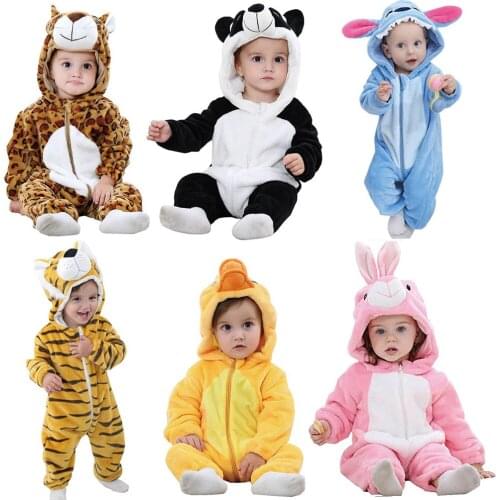 Unisex Baby Animal Hooded Romper Boy Girl One-Piece Tiger Duck Halloween Costume Flannel Romper Jumpsuit Outfits for Infant