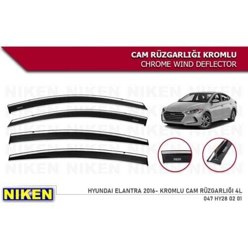 For Hyundai Elentra Wind Deflector with Chrome Rain Window Visors 2016 2017 2018 2019 2020 4 pieces of Car Auto Accessory Window