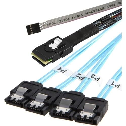 Internal 36P SFF-8087 Mini-SAS to 4x SATA Breakout Cable with Dupont 2.5 2X4Pin Power Cable