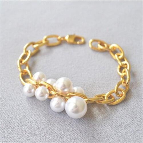 Warm pearl stitching cold wind coarse chain chain bracelet