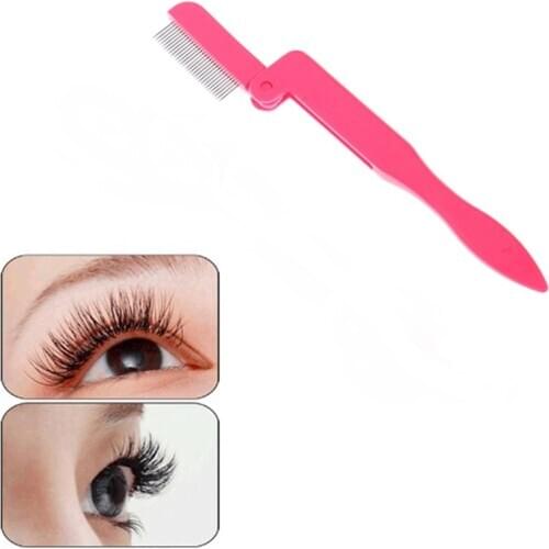 1PCS Pink Foldable Eyelash Curler Beauty Makeup Lash Separator Metal Eyelash Brush Comb Beauty Makeup Cosmetic Tool