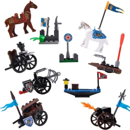 10pcs Castle Series Knight Army soldier Helmet shield building block bricks toy with Medieval Military weapons War chariot horse