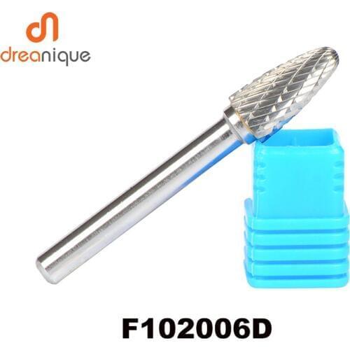 2pcs/lot F102006 carbide F Arc with round head 10*20mm rotary burr file cutter grinding abrasive tools 6mm shank milling tool