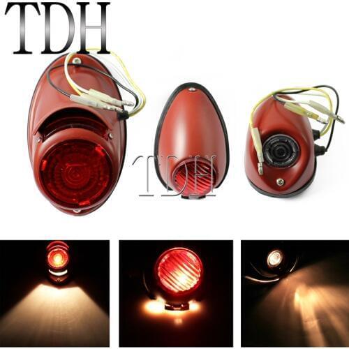 3PCS Chrome/Red Retro Taillights Rear Brake Stop Lamp Replica Tail Light Side Car for BMW K750 KS750 Zündapp DB DS KS M72 R12