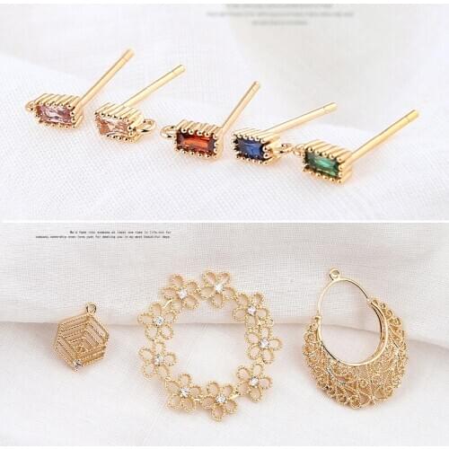 4pcs korean style Copper Stud Earrings For Women Zircon Irregular Hollow Retro female fashion earrings Diy Jewelry Accessories