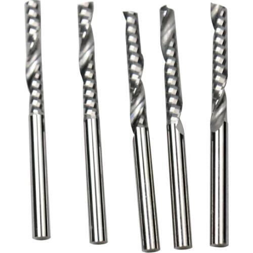 5PCS 3.175 X 22mm One flute carbide Engraving CNC router Spiral bit Tool Blade Cutting Acrylic Pvc Wood