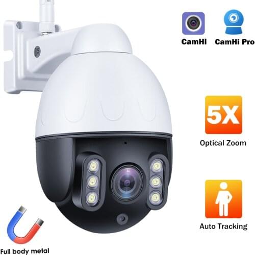 5MP PTZ WIFI IP Camera 5X Optical Zoom WIFI Outdoor Auto Tracing IR Color Night Vision Camera 2 Way Audio PIR Detect P2P Camhi