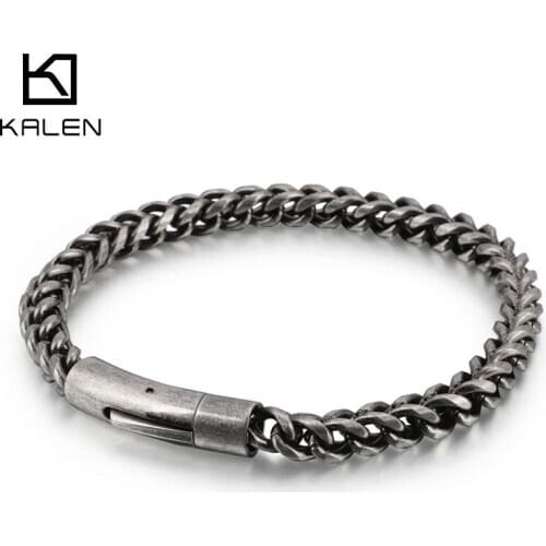 6mm Vintage Chains Bracelet Men 316 Stainless Steel Light Simple Bracelet