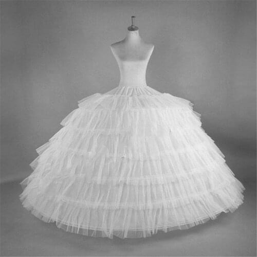 White 6 Hoops With Tulle Petticoat For Ball Gown Wedding Bridal Gown Quinceanera Dresses Wedding Accessories Underskirt In Stock