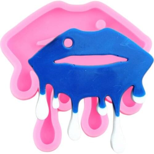 Shiny Glossy Lips Silicone Mold Epoxy Resin Keychain Molds DIY Handmade Charms Mould Jewelry Making Necklace Moulds