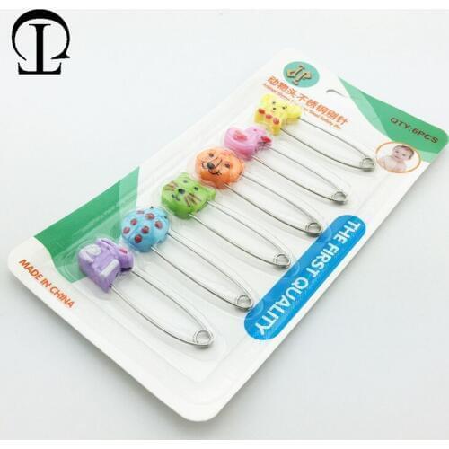 6sets/lot cute animal brooches bodice Pins Brooch fruit safety pin for craft brooches DIY garment baby diaper pins