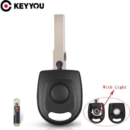 KEYYOU For VW Polo Golf For SEAT Ibiza Leon For SKODA Octavia Car Key Shell Case ID48 Chip With Light & Battery Uncut HU66 Blade