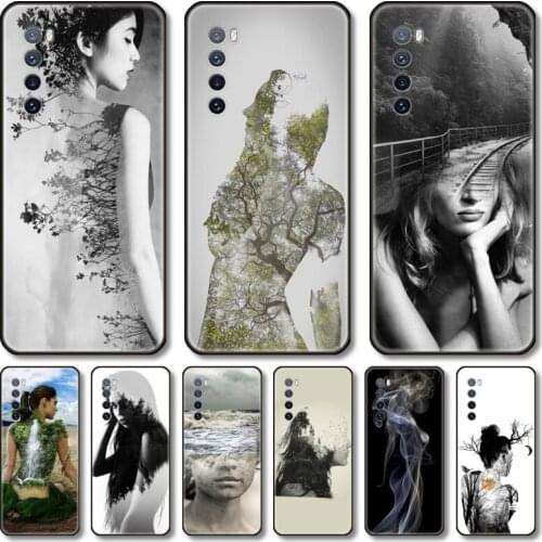 Sexy lady Phone Case For Huawei Nova 2 3 4 5 6 7 8 SE i E Pro Lite black cell shell