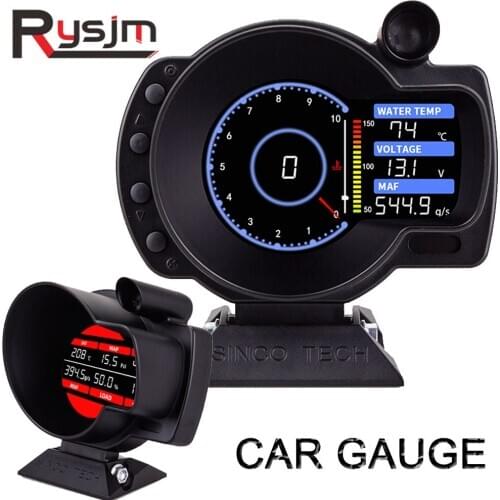 Digital Tachometer Turbo Boost Oil Pressure Water Temperature Gauge for Car RPM Meter Speed EXT Oil MAF MAP Air Fuel Ratio