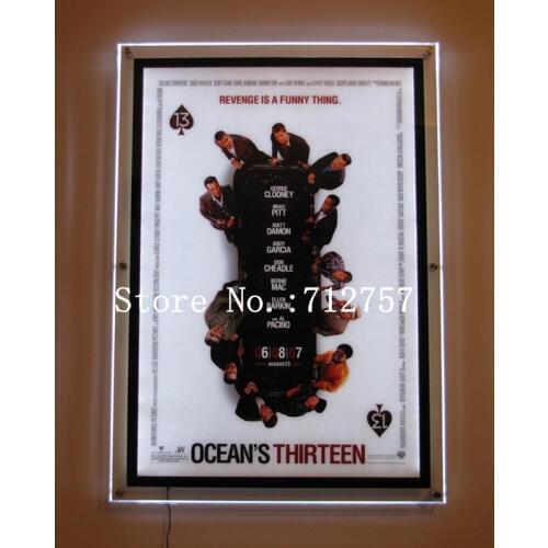 Home Movie Theater Wall Mounted decorated Acrylic Movie Poster Frame Led Lighted Box 24"x36" Ultra Thin Crystal Display Panel