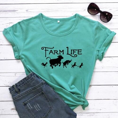 Farm Life 100% Cotton T-shirt Funny Womens Farmers Market Tshirt Clothing Cute Country Girl Graphic Tee Shirt Top