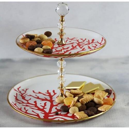 Glore Laura Coral Tiers Kurabiyelik modern design stylish sofralar service presentation catering dish