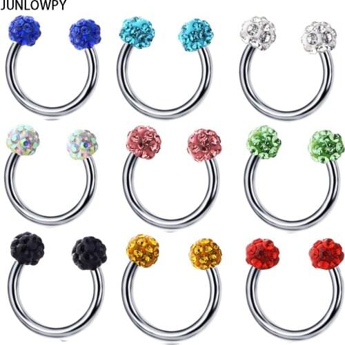 JUNLOWPY Nose Hoop Rings Stainless Steel 16g Horseshoe Ring Piercing Stud Ear Tragus Fashion Body Jewelry Pircing 6/8/10/12/14mm