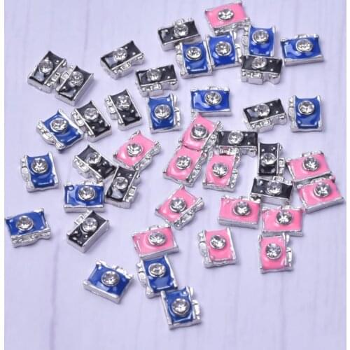 40Pcs/Lot Classic Rhinestone Alloy Travel Theme Camera Floating Charms Fit Living Glass Memory Locket Bracelet Jewelry Making