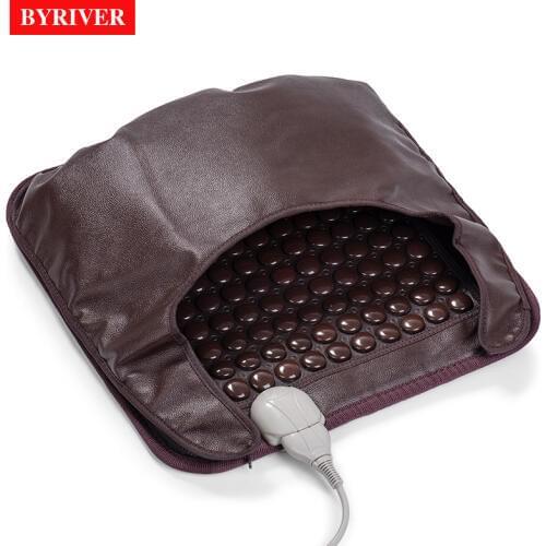 BYRIVER 45*45 CM Real Tourmaline Mat, 2 in 1 Seat Foot Heating Pad, Thermal Warming Feet Massager Mattress