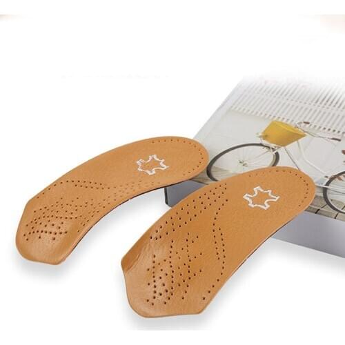 3/4 Length Leather Insole Flat Foot Orthotic Insoles Arch Support Half Shoe Pad Orthopedic Insoles Foot Care Unisex
