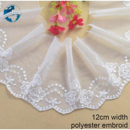 12cm width embroid lace sewing ribbon guipure trim fabric warp knitting DIY Garment Accessories doll lace wedding lace#3423