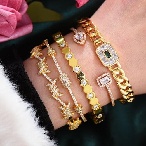 Missvikki New Trendy Stackable Sparkly Bangle Ring Set Mix Match For Women Full Micro Cubic Zircon Party Wedding Saudi Arabic