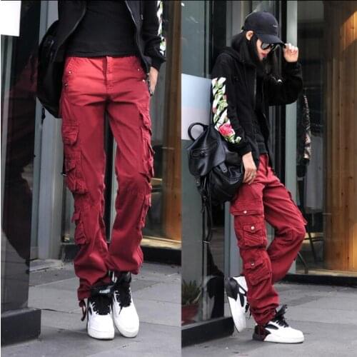Fashion hot Tide brand autumn and winter 2020 cotton thick multi-pocket overalls loose couple men and women casual pants