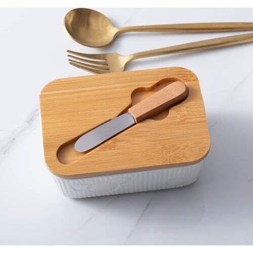 Pure White Ceramic Butter Dish Set With Cover Western Bread Plate Large Airtight Box Food Cheese Storage Box Tray With Lid