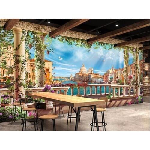 Custom mural photo 3d wallpaper European water city scenery room decoration painting 3d wall murals wallpaper for wall 3d