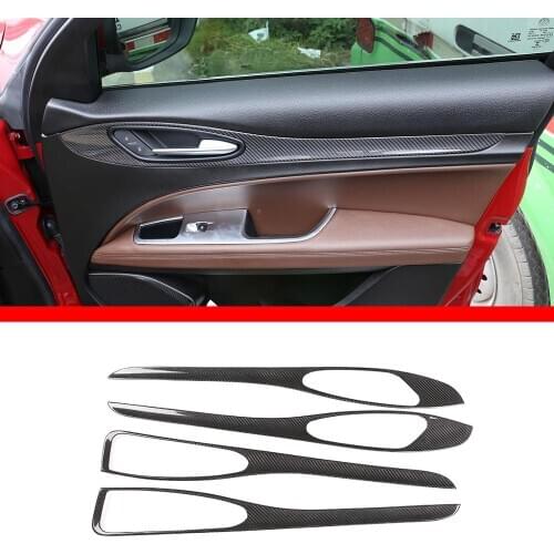 Real Carbon Fiber For Alfa Romeo Stelvio 2017 2018 2019 2020 Car Interior Door Decoration Panel Cover Trim Accessories