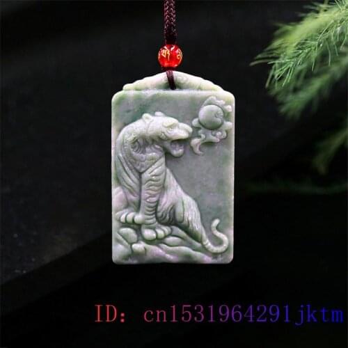 Jade Tiger Pendant Jewelry Carved Amulet Gemstone Gifts Fashion Necklace Chinese Natural Women Charm Accessories
