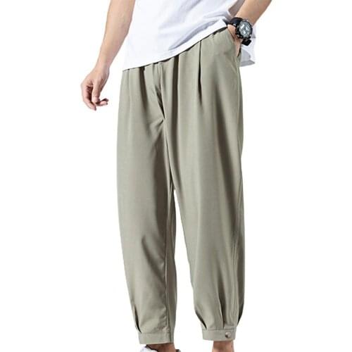 The New Ice Silk Cropped Trousers Ankle-length Pants Multi-color Trend Casual Pants Sports Summer Feet Full Length