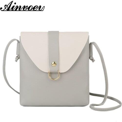Ainvoev Solid Color Handbag Female Bags Purses And Handbags PU Leather Crossbody Shoulder Shopping Bags for Women