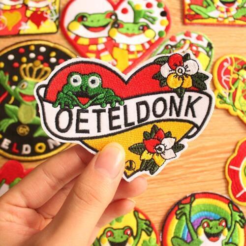 Oeteldonk Patches Frog Carnival for Netherland Iron on Patches for Clothing Emblem Full Embroidered Patches On Clothes DIY Cloth