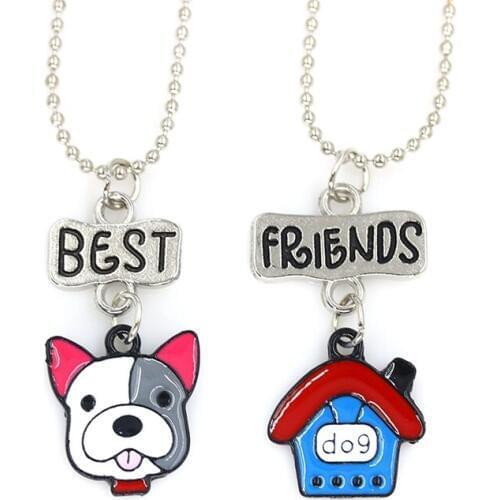 2018 Enamel Cute Dog House Pendant Necklace Best friends Friendship Jewelry Gifts For 2 Kids Women Accessories