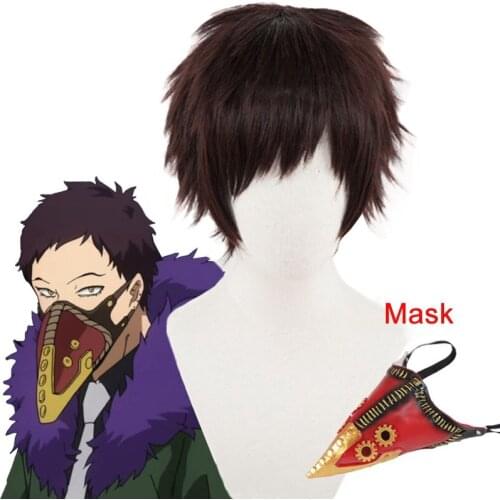 Kai Chisaki Wig Mask Halloween Party My Hero Academia Overhaul Cosplay Costume Latex Beak Shape Mask Short Brown Synthetic Hair