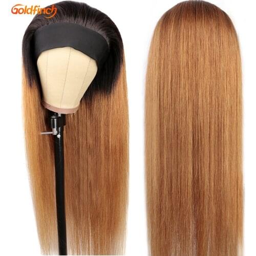 Goldfinch Headband Wig Human Hair Straight Ombre Humain Hair Wigs For Women Head Band Wigs Malaysian Scarf Headband Brown Wig