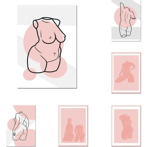 Venus De Milo print, pink minimalist nude female body poster decorative poster