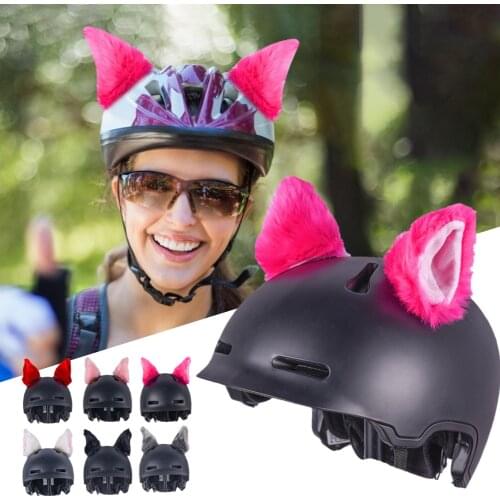 2Pcs/Set Plush Motorcycle Helmet Cute Cat Ears Motocross Full Face Off Road Helmet Deco Accessories Sticker Cosplay Car Styling