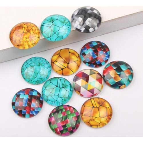 Reidgaller mixed handmade Round Domed Mosaic Photo Glass Cabochon 10mm 12mm 14mm 16mm 18mm 20mm 25mm for earrings pendant