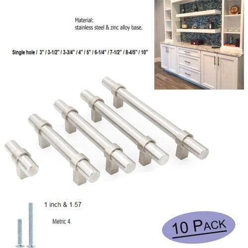 Goldenwarm Cabinet Handles Brushed Nicekl Cabinet Knobs Modern T Bar Kitchen Cabinet Handles Drawer Pulls Furniture Hardware