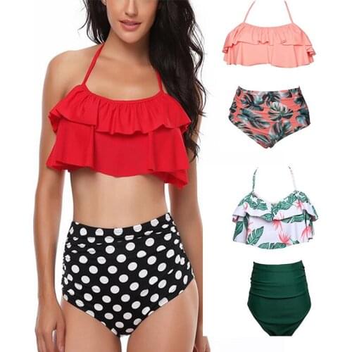 High Waist Family Swimsuit Bikini Print Ruffle Sexy Mommy and Girls Clothes Swimsuit Outfits Bikini Female Summer Swimsuit Sets