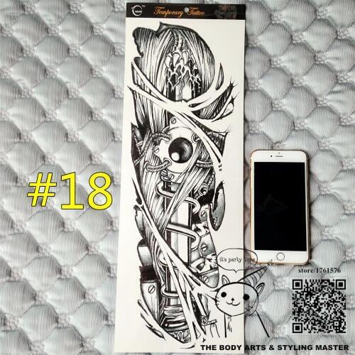 SHNAPIGN "The Metal Arm" Full Sleeve Temporary Body Art, 48*17cm Flash Tattoo Stickers, Waterproof Sex Products Henna Tatoo