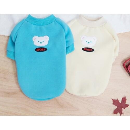 Warm Dog T-shirt Hoodie Puppy Cat Clothes Cute Bear Print Pet Soft Comfortable Pallover for Small Medium Dogs Pet Daily