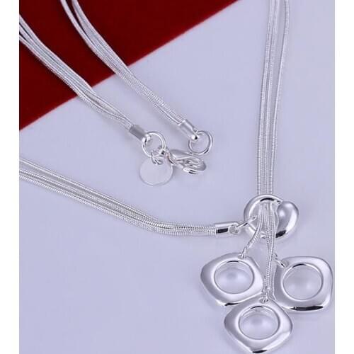 XLN153 Wholesale Free Shipping Charm Christmas Gifts Pendants Necklaces For Women Fashion Jewelry Triple Square Necklaces /afwwa