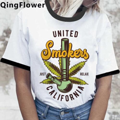 Bong Weed t shirt women streetwear harajuku kawaii graphic tees women casual couple tshirt couple clothes